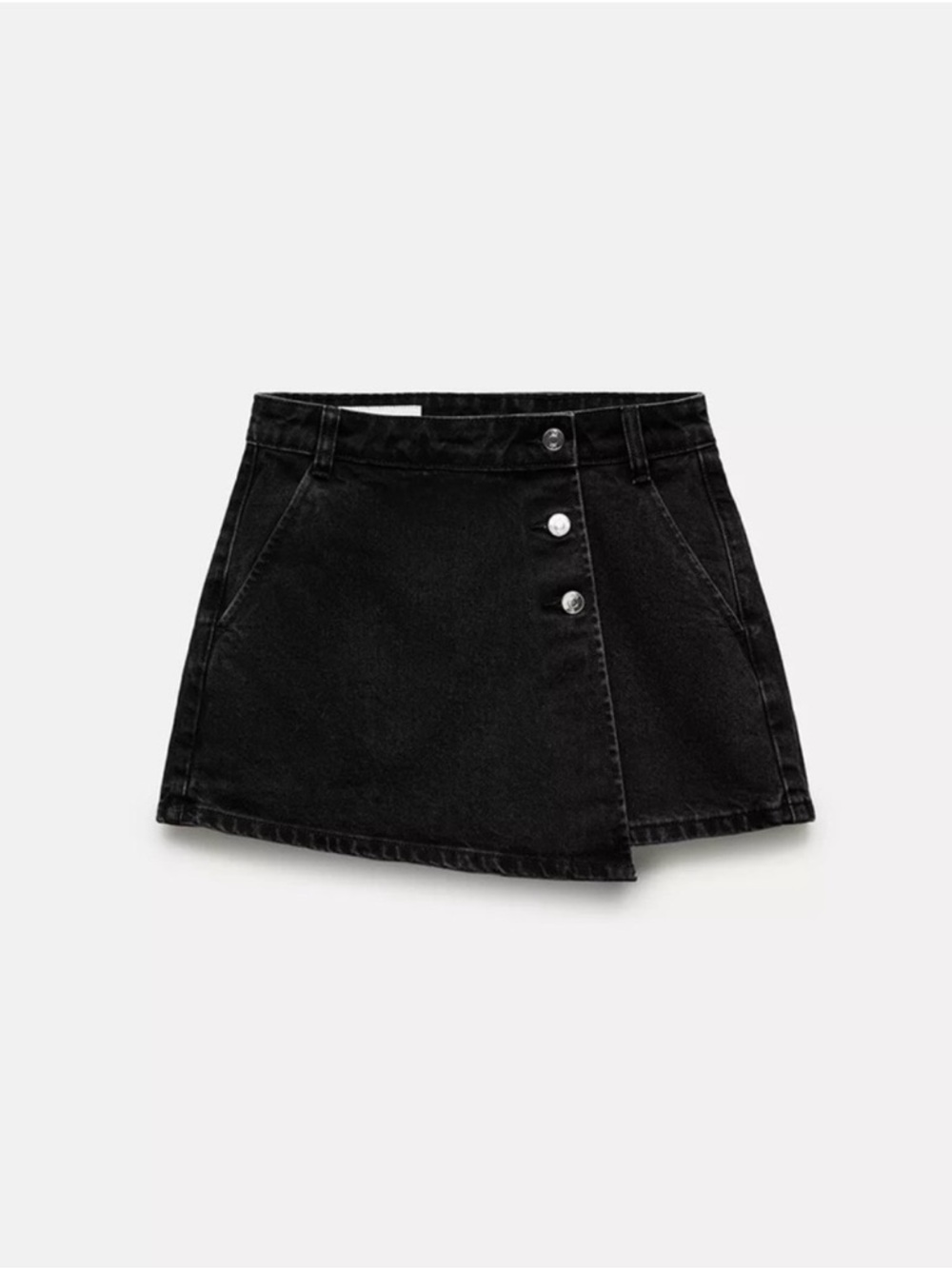 Zara Black Asymmetrical Denim Skorts